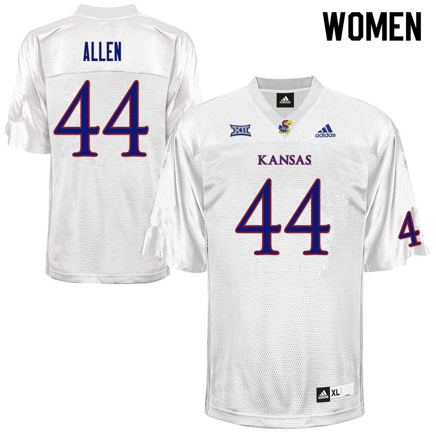 Women #44 Tabor Allen Kansas Jayhawks College Football Jerseys Sale-White